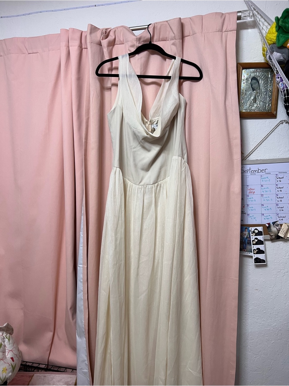 Fashion Nova Cream Cowl Neck Maxi Dress